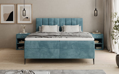 Boxspringbett Lucca in Cord mit Stauraum und Füßen