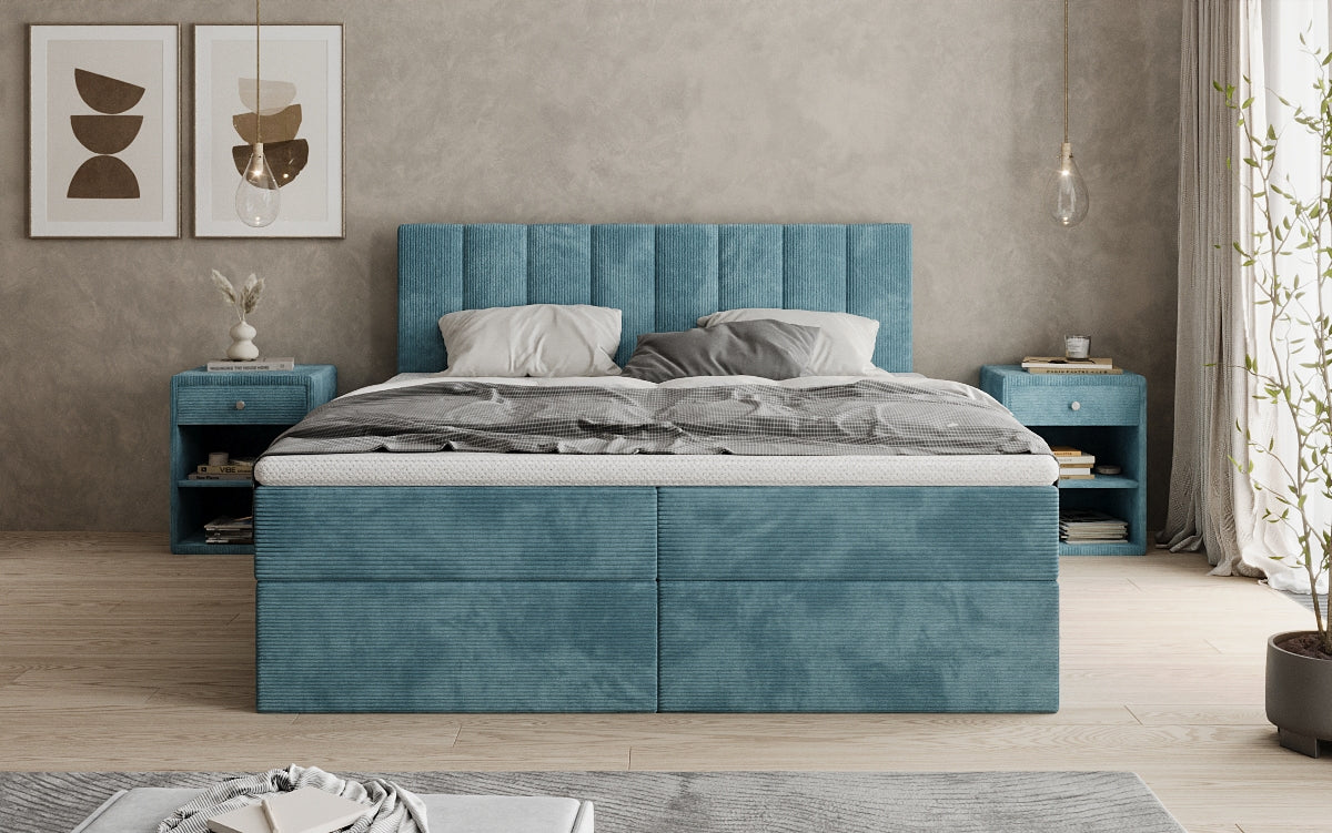 Luxusbetten24 Sofia Boxspringbett Cord mit Stauraum