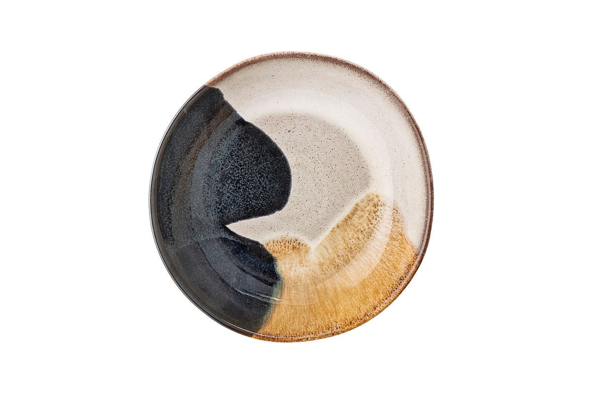 Luxusbetten24 Teller Lunara Steingut Platte Handgefertigt Elegant Blau-Natur