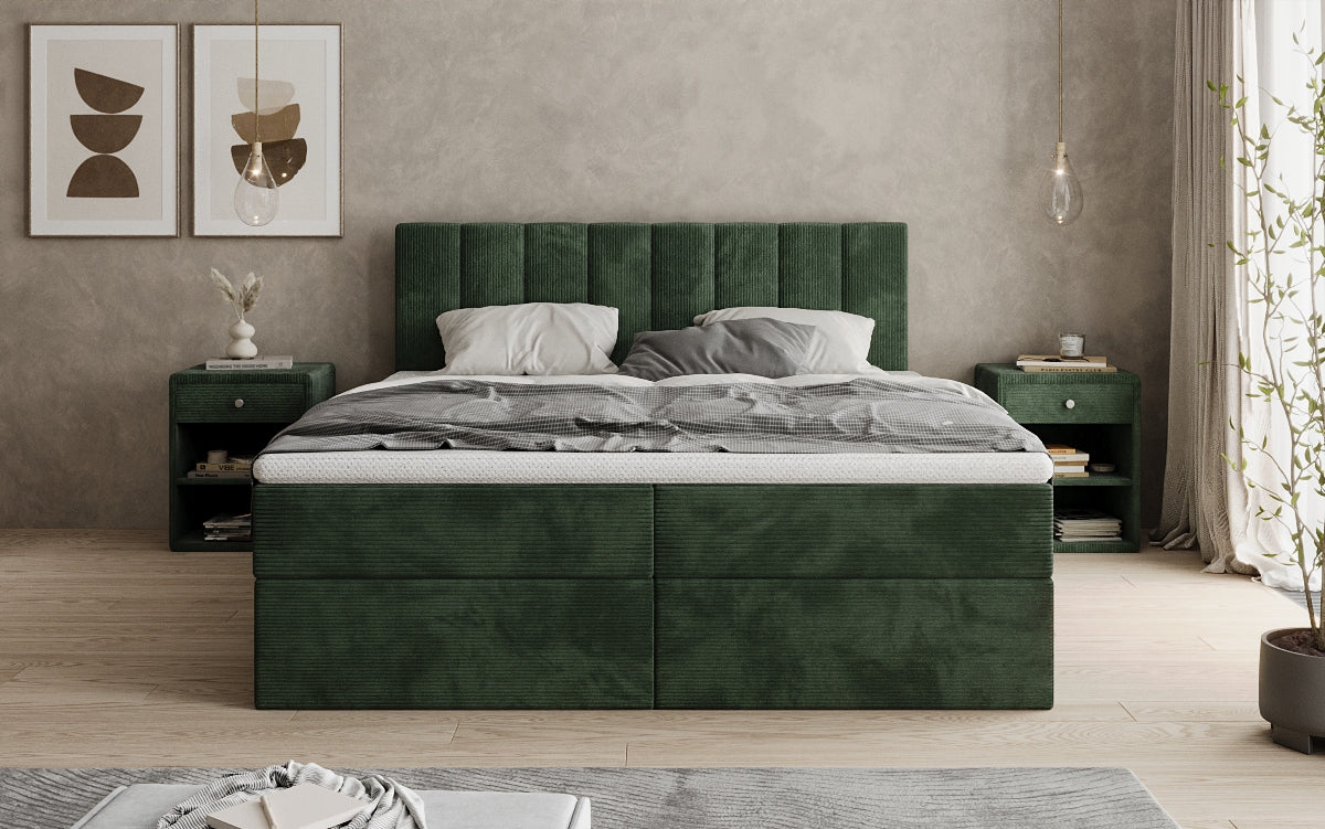 Luxusbetten24 Sofia Boxspringbett Cord mit Stauraum