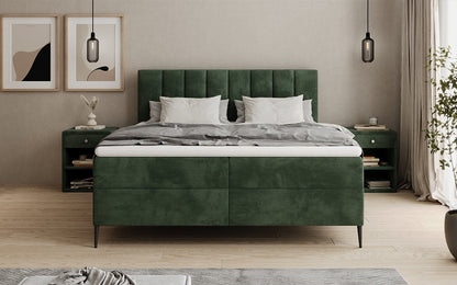 Boxspringbett Lucca in Cord mit Stauraum und Füßen