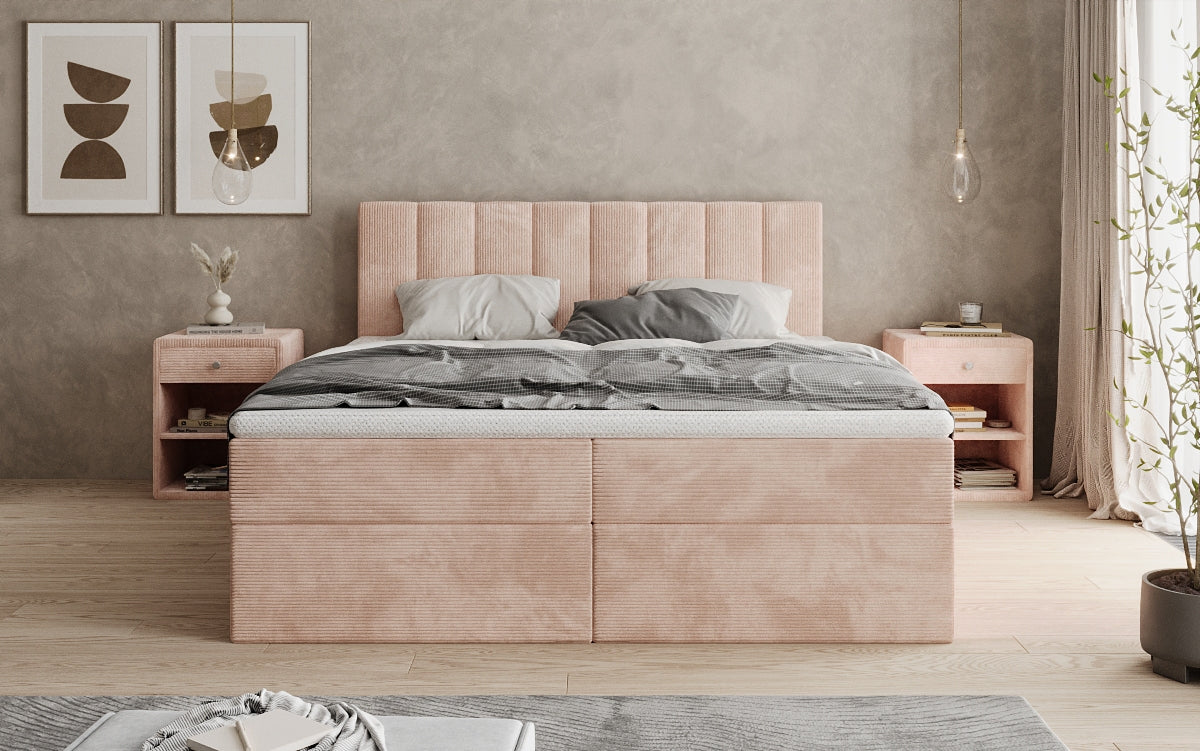 Luxusbetten24 Sofia Boxspringbett Cord mit Stauraum