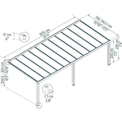 Canopia by Palram Pergola Adosada Gris Techo Policarbonato 4mm
