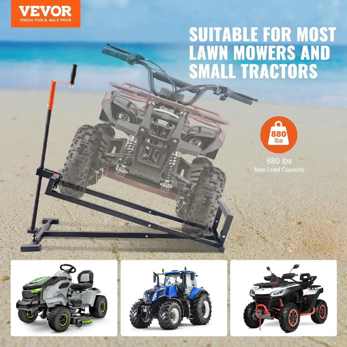 Vevor Elevador para Segadora Autopropulsada 399 kg Acero al Carbono