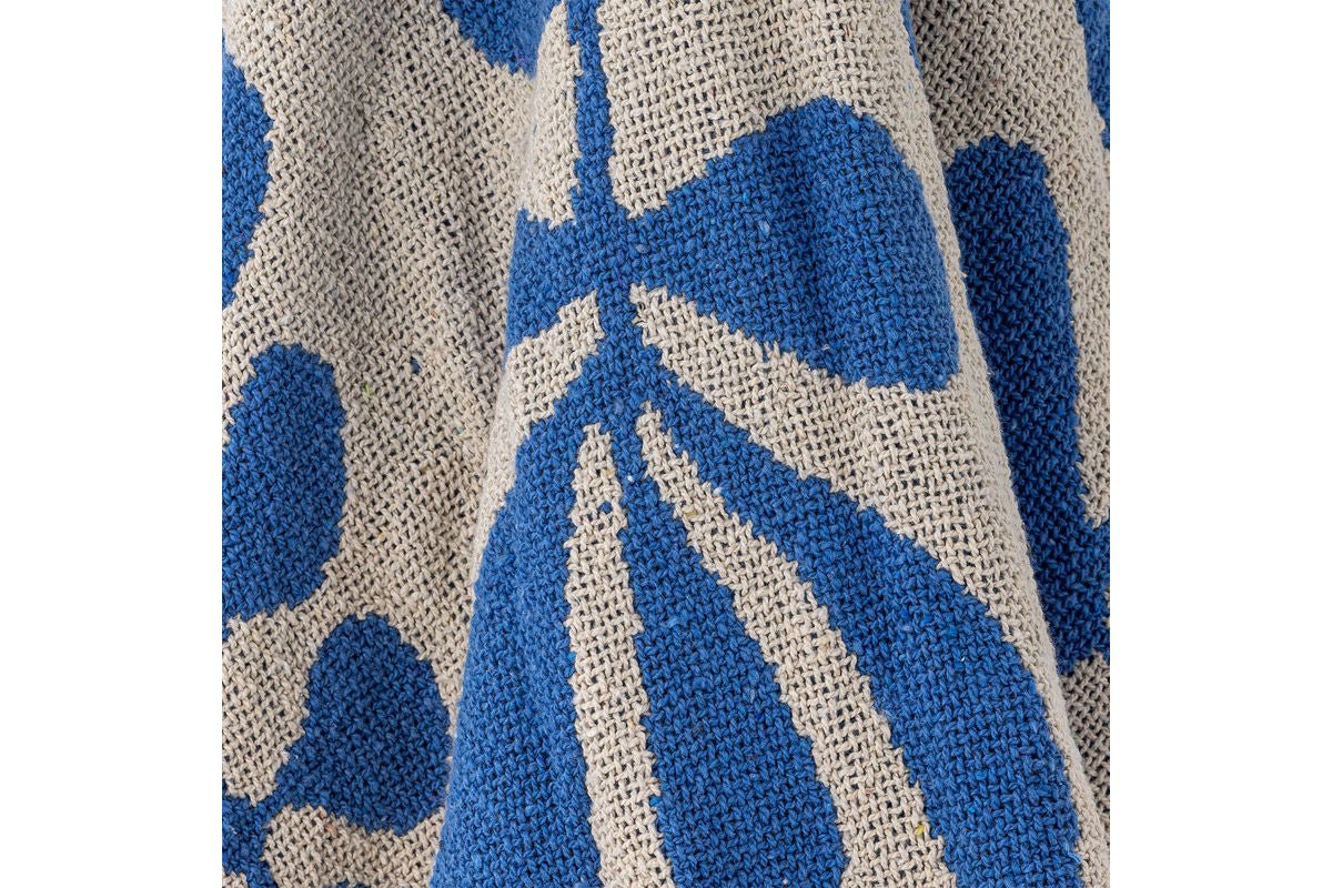 Luxusbetten24 Amal Überwurfdecke aus Recycelter Baumwolle 160x130 Blau