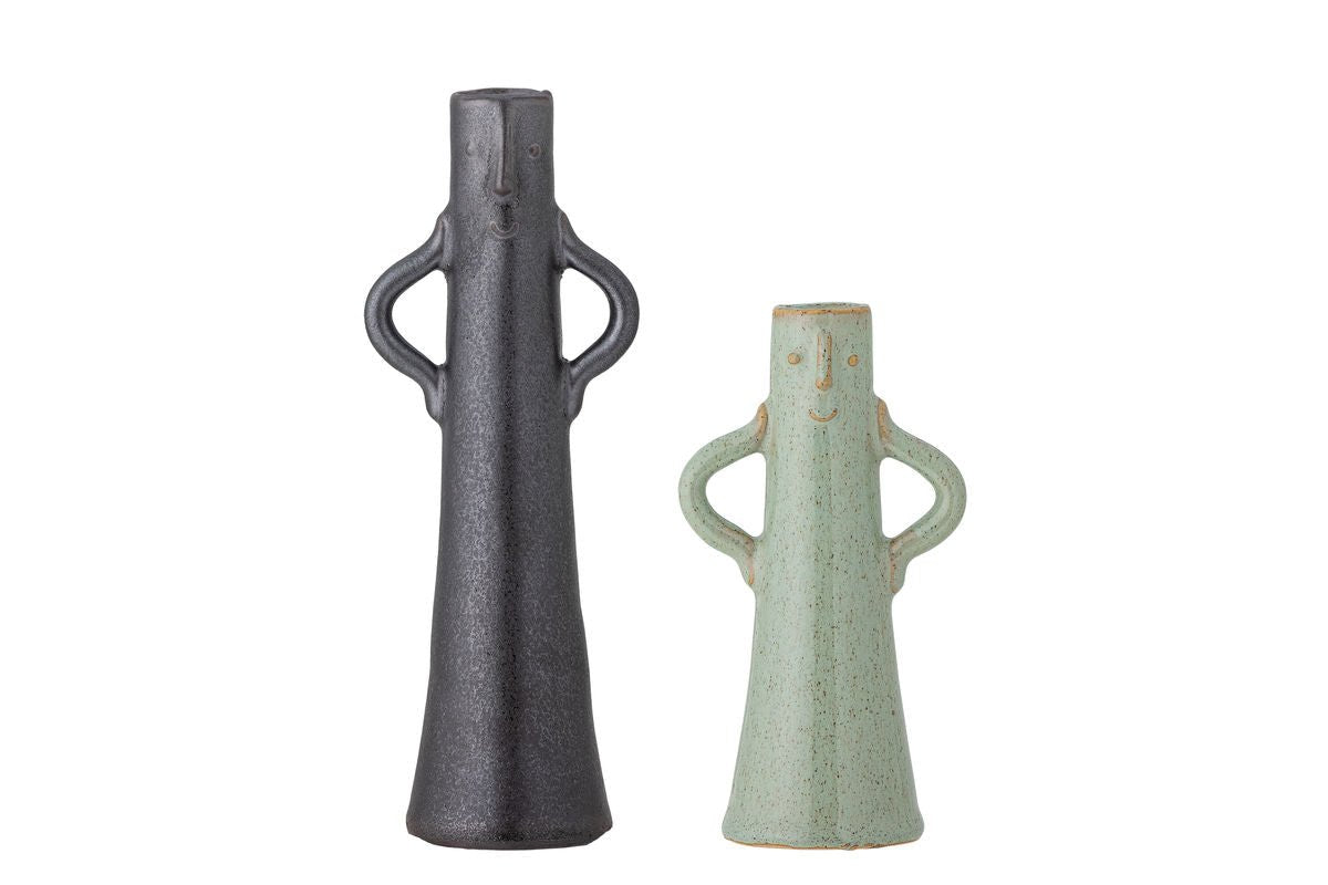 Kima 2er Set Vase Grün aus Steingut