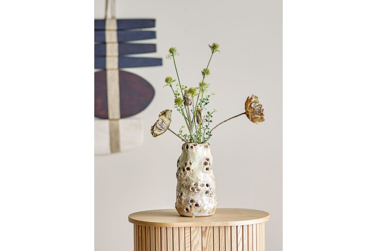 Luxusbetten24 Siam Vase Steingut Natur