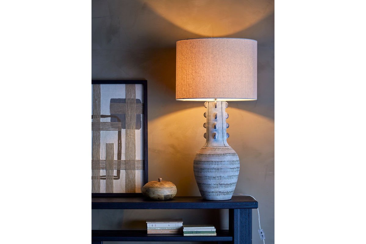Stehlampe Judi – Steingut mit handbemalter Glasur