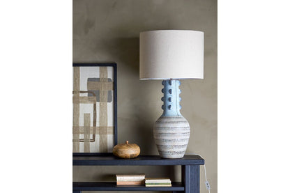 Stehlampe Judi – Steingut mit handbemalter Glasur