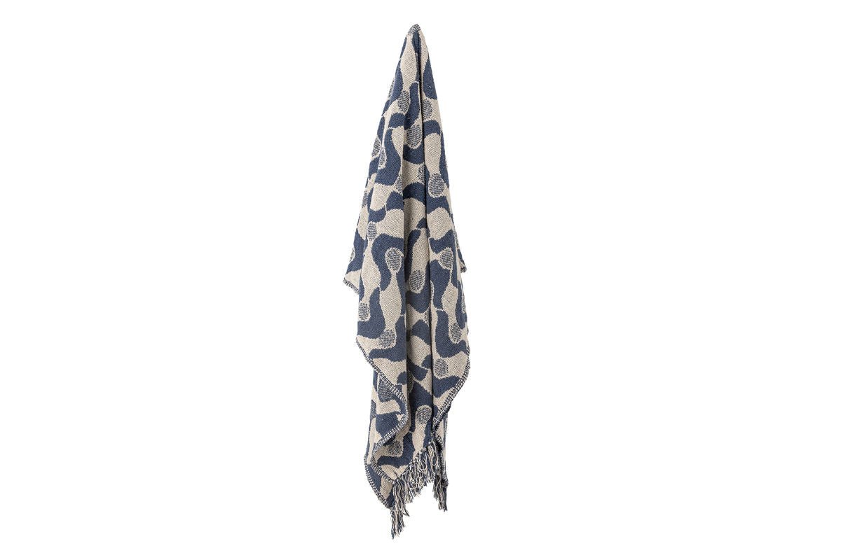 Luxusbetten24 Valea Überwurfdecke Recycelte Baumwolle Design 160x130 Blau