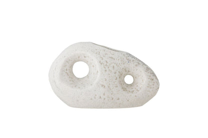 Dekorative Vase Zola – Weißes Steingut, Breit, Handgefertigt, Wohnaccessoire