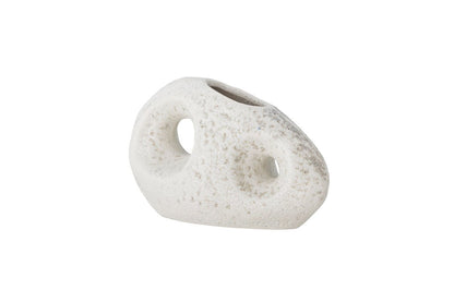 Dekorative Vase Zola – Weißes Steingut, Breit, Handgefertigt, Wohnaccessoire