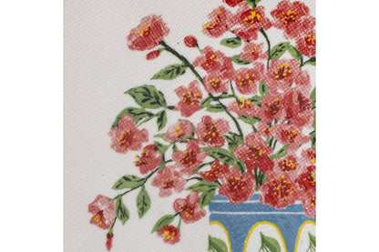 Avenza Schale Steingut mit Blumen, Weiß