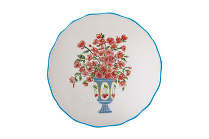 Avenza Schale Steingut mit Blumen, Weiß