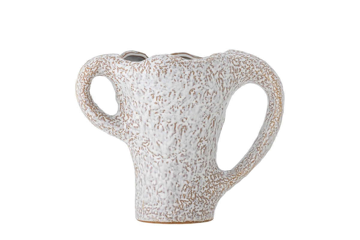 Luxusbetten24 Edge Vase aus Steingut, Beige/Grün