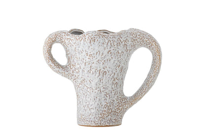 Luxusbetten24 Edge Vase aus Steingut, Beige/Grün