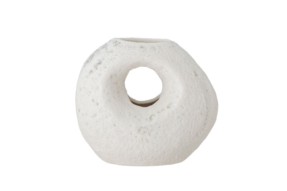 Luxusbetten24 Zola Vase, Rundlich, aus Steingut, Weiß