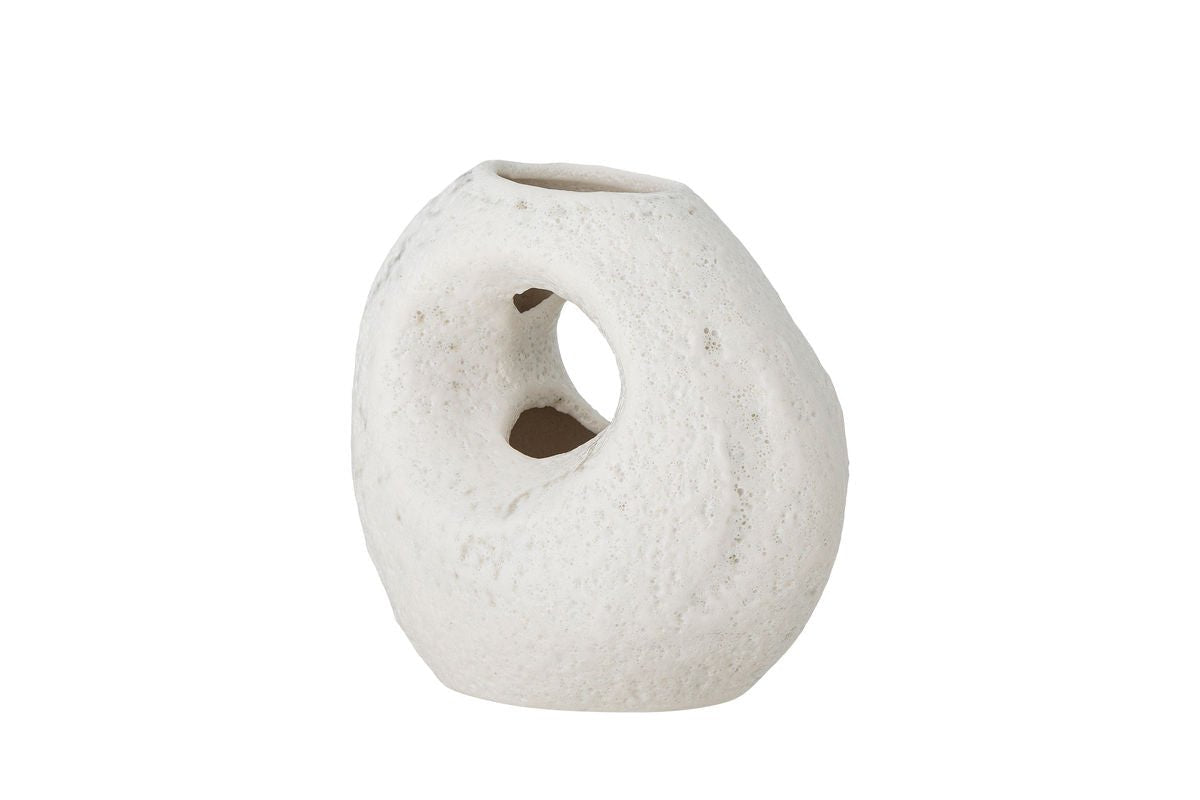 Luxusbetten24 Zola Vase, Rundlich, aus Steingut, Weiß