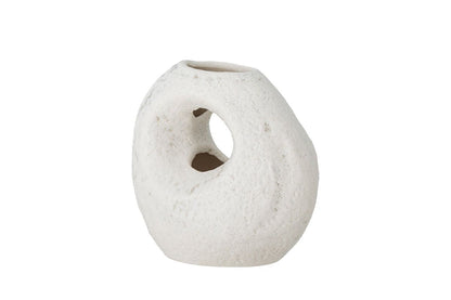 Luxusbetten24 Zola Vase, Rundlich, aus Steingut, Weiß