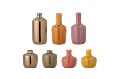 Luxusbetten24 Lioris Vasen-Set – Buntes Steingut, Dekor, 7‑Teilig, Kollektion
