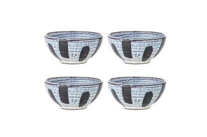 Kairox Schalen‑Set Blau‑Schwarzes Steingut Dekorativ Wohnzimmer Design 4‑teilig
