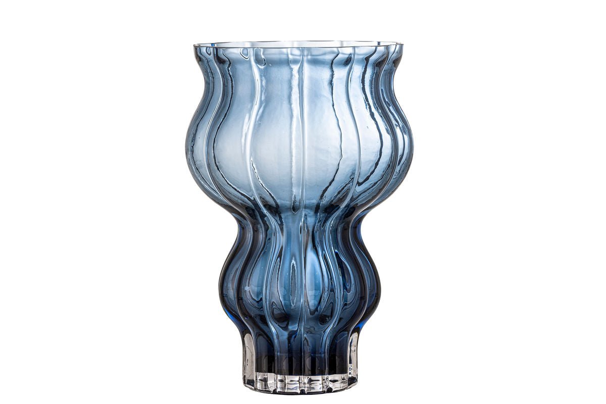 Luxusbetten24 Vase Georga aus Glas, Handgefertigt, Dekorativ, Blau