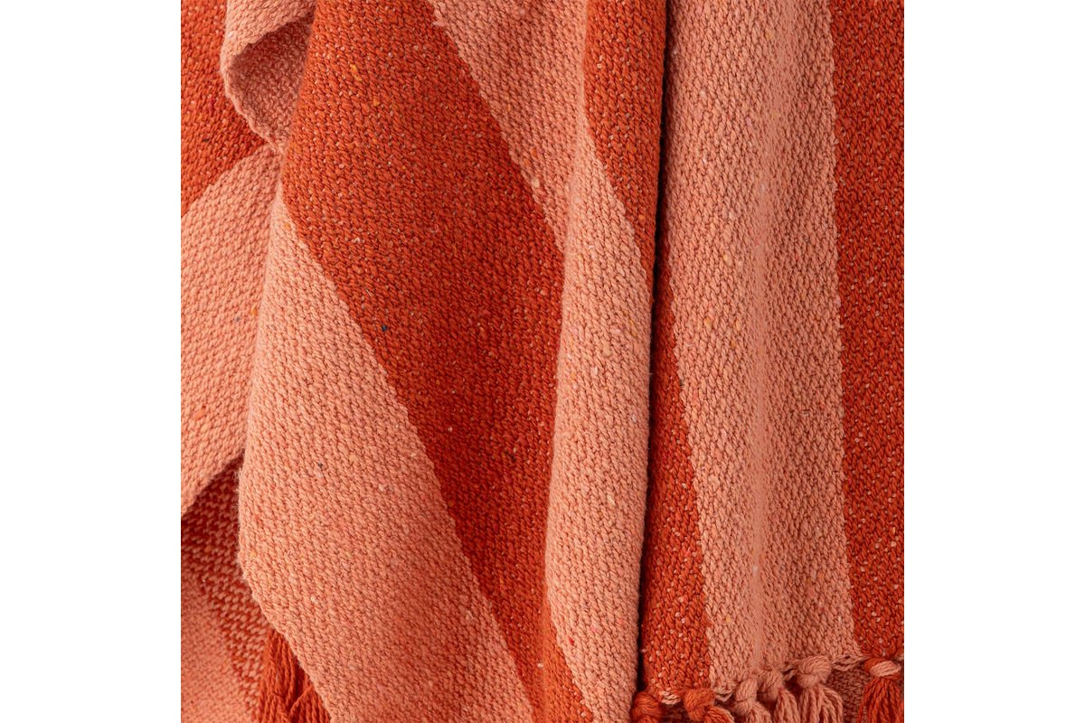 Überwurfdecke Niam – Orange, aus recycelter Baumwolle