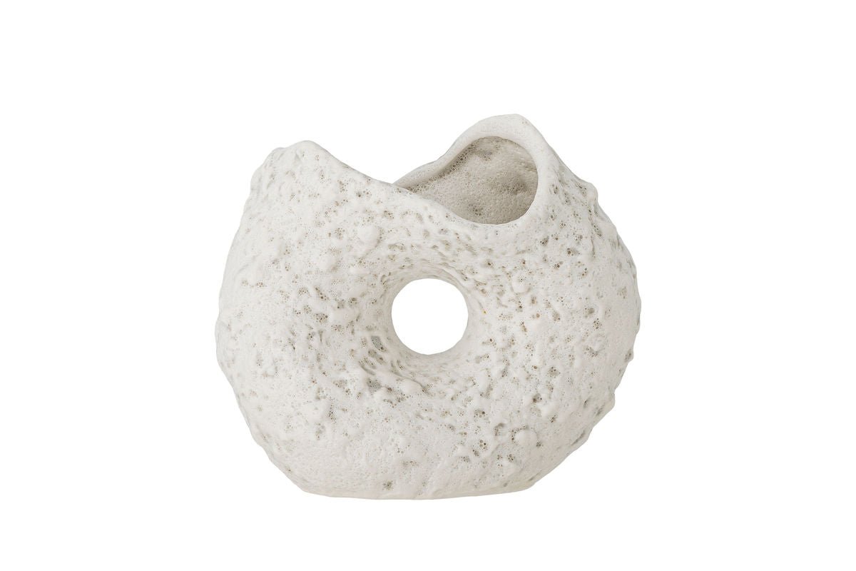 Lillet Vase – Weißes Steingut, Handgefertigt, Für Wohnzimmer, Modernes Design