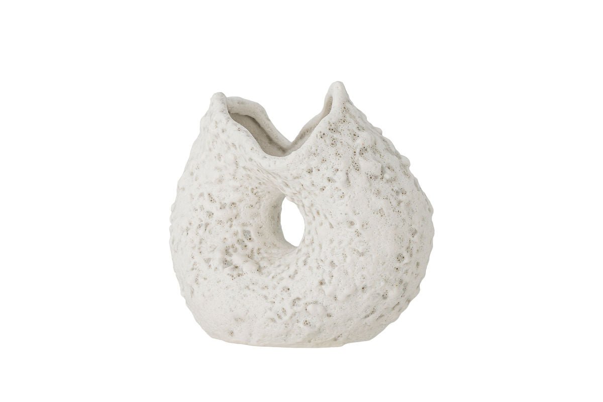 Lillet Vase – Weißes Steingut, Handgefertigt, Für Wohnzimmer, Modernes Design