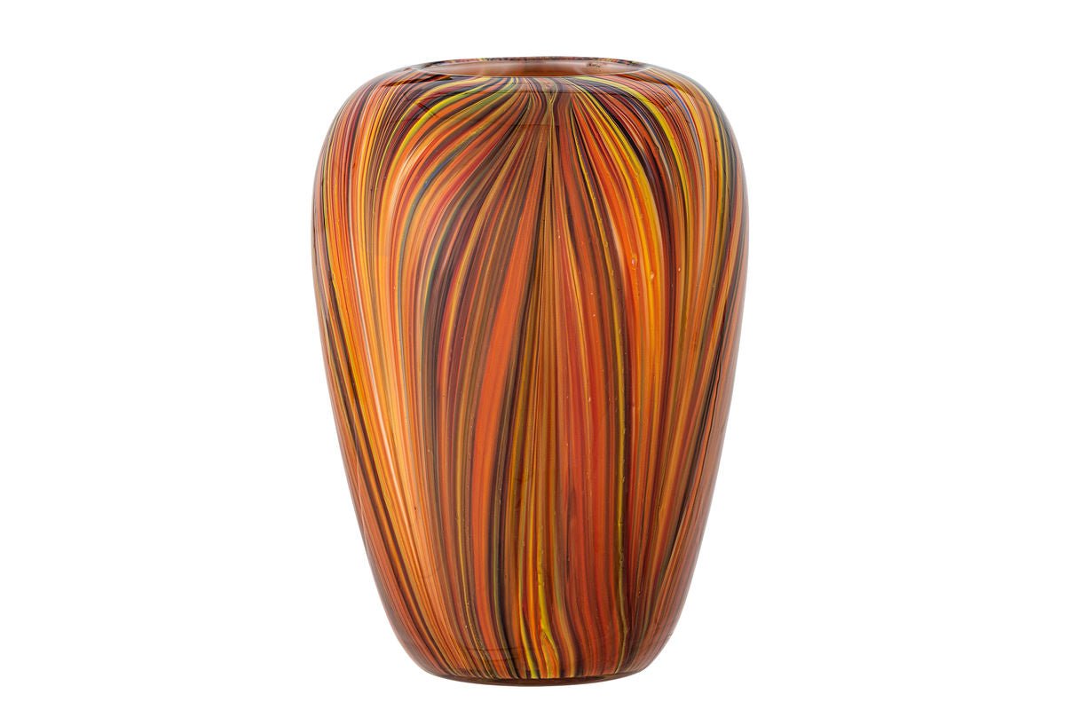 Luxusbetten24 Vase Orange Sun – Streifendesign aus Glas Dekorativ