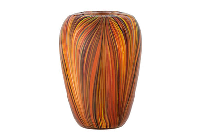Luxusbetten24 Vase Orange Sun – Streifendesign aus Glas Dekorativ