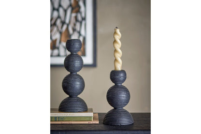 Kerzenhalter-Set Sore – Schwarz lackiertes Kiefernholz (2er-Set)