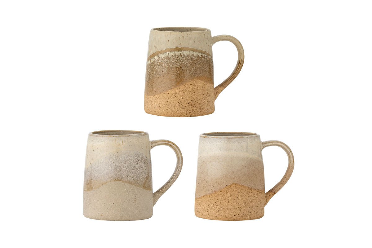 Becher Élan 3er Set aus Steingut – Braun