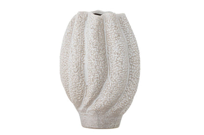 Luxusbetten24 Muschelo Vase aus Steingut, Creme