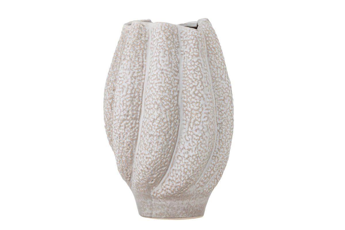 Luxusbetten24 Muschelo Vase aus Steingut, Creme