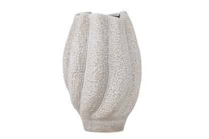 Luxusbetten24 Muschelo Vase aus Steingut, Creme