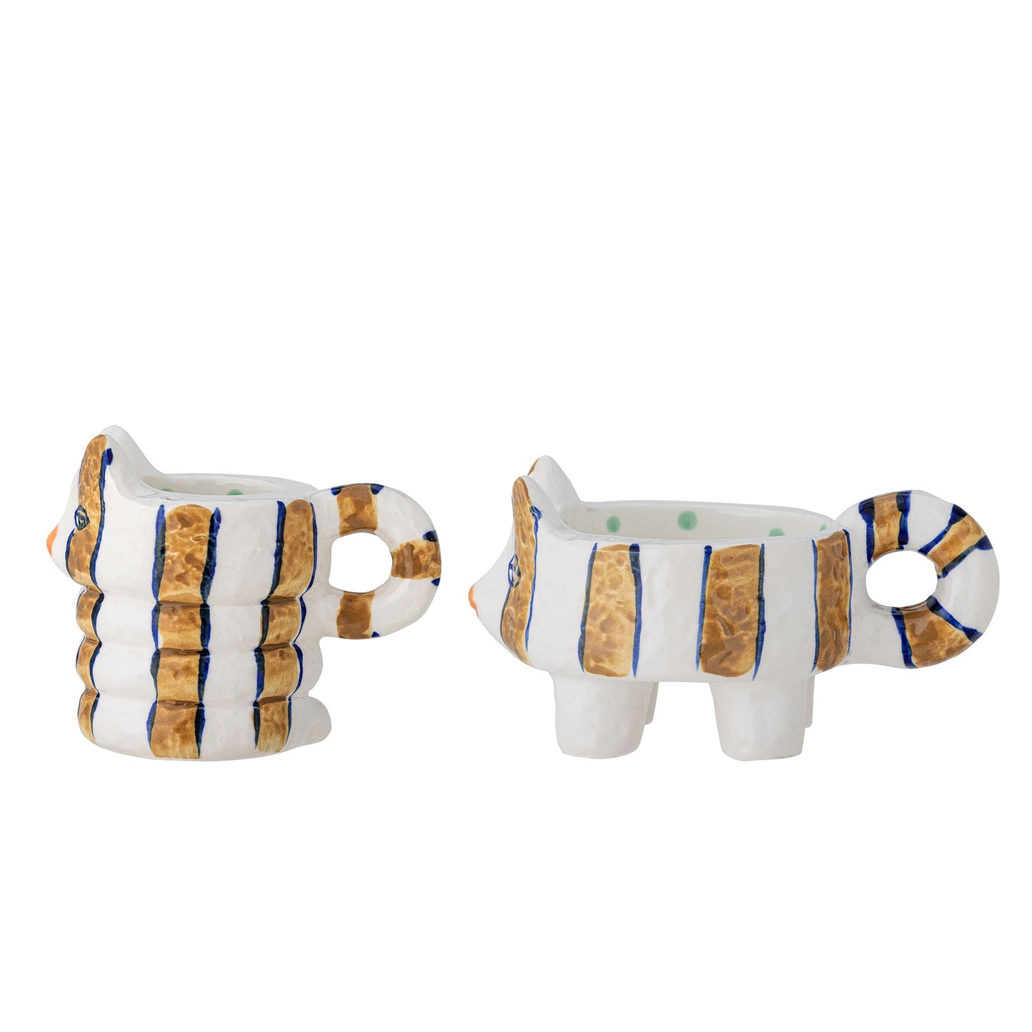 Luxusbetten24 Misu Kerzenhalter-Set Bemalt Steingut 2er-Set Verschiedene Farben