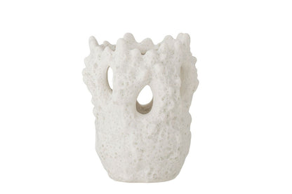 Luxusbetten24 Cliff Vase – Weiße Steingut Dekor