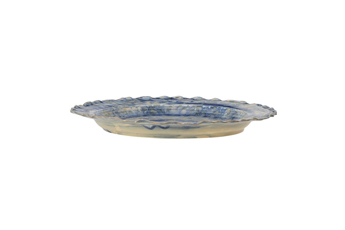 Luxusbetten24 Aluna Servierplatte aus Steinzeug, Blau mit reaktiver Glasur