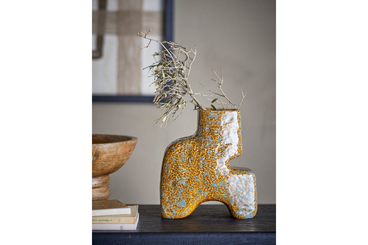 Solena Handgefertigte Steingut Vase Braun für Wohnzimmer