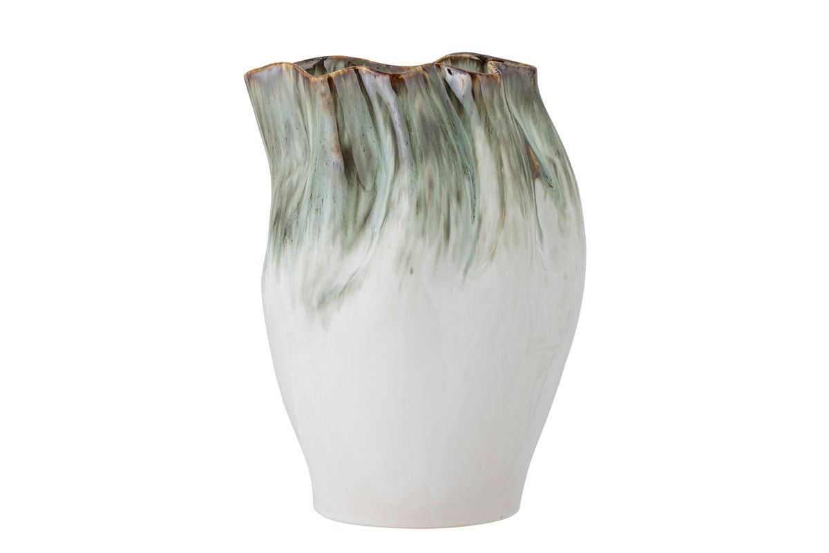 Vase Elvyn – Steingut mit reaktiver Glasur in Grün