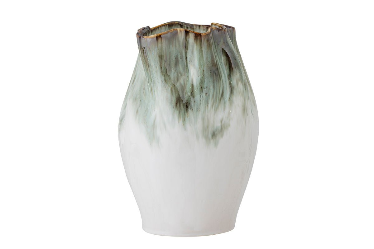 Vase Elvyn – Steingut mit reaktiver Glasur in Grün