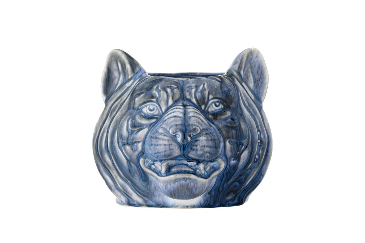 Luxusbetten24 Avelin Blumentopf Blaues Steingut Blau