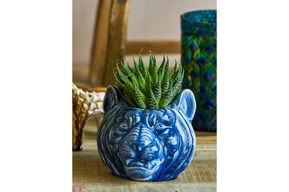Luxusbetten24 Avelin Blumentopf Blaues Steingut Blau