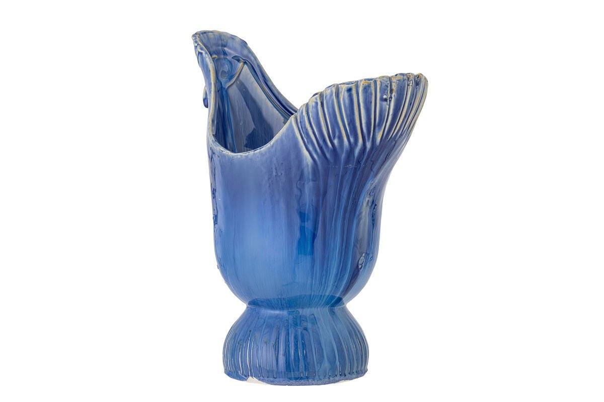 Vase PfauPfau – Steinzeug, Blau
