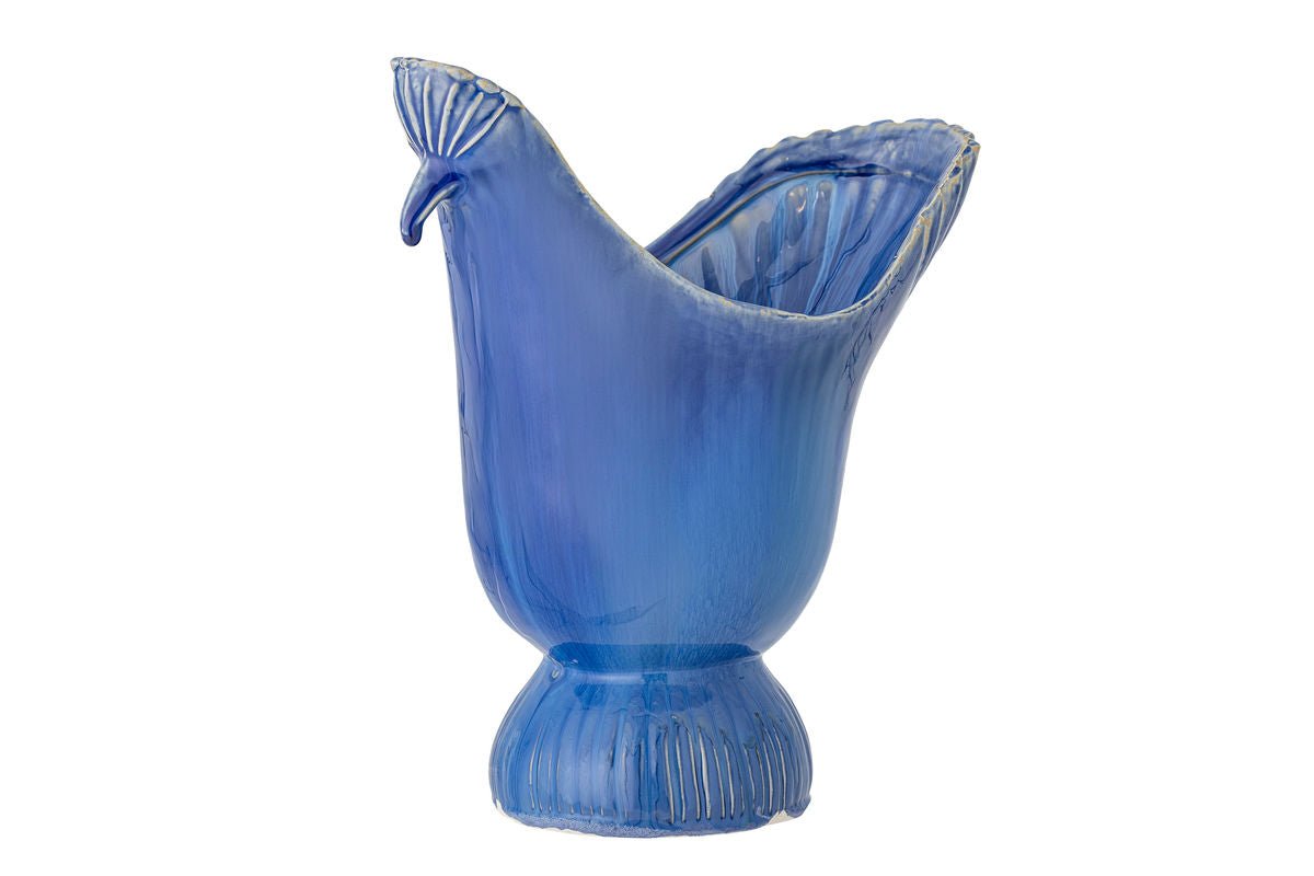 Vase PfauPfau – Steinzeug, Blau