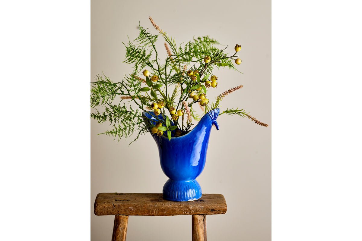 Vase PfauPfau – Steinzeug, Blau