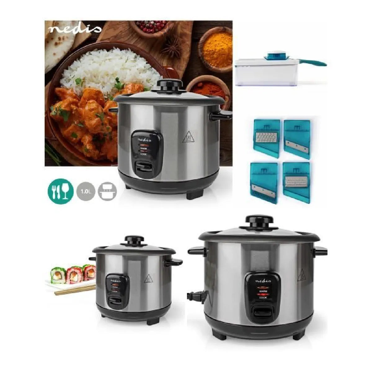 Livoo Cocinador de Arroz Acero Inoxidable 1 L