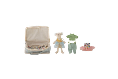 Luxusbetten24 Stoffpuppe „Mia“ mit Koffer Spielset Bunt Polyester