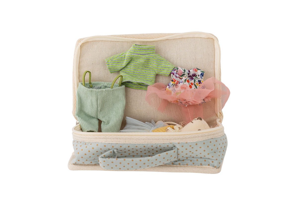 Luxusbetten24 Stoffpuppe „Mia“ mit Koffer Spielset Bunt Polyester